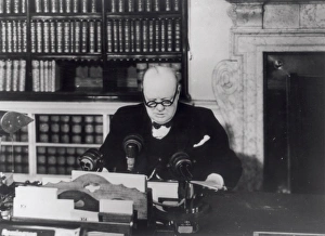 Churchill Collection: Winston Churchill makes his VE Day Broadcast