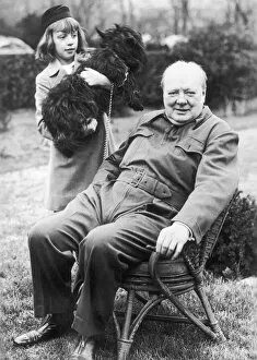 Washington Collection: Winston Churchill posing in the garden of the White House