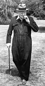Churchill Collection: Winston Churchill in his Siren Suit at Chartwell, Kent