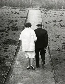 Clementine Prints: Winston and Clementine Churchill in garden at Chartwell