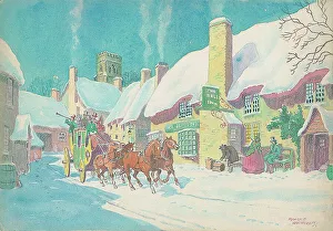Coaching Prints: Winter coaching scene
