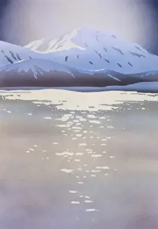 Capped Prints: Winter lake with mountains