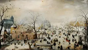 Winter Landscape with Ice Skaters, c. 1608, by Hendrick Aver
