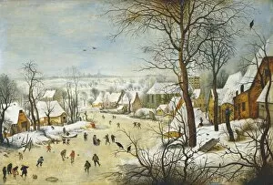 Winter Scenes Gallery: Winter Landscape with skaters. Pieter Brueghel II, The Younger