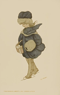 Winter scene. Girl with muff Winter scene. Girl with muff
