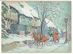 Wheatcroft Prints: Winter scene with horses and carriage