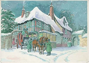 Winter scene with horses and carriage