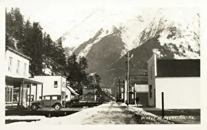 Winter scene in Hyder, Alaska, USA