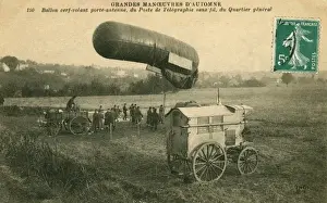 Wireless telegraph transmitter with balloon-mounted aerial