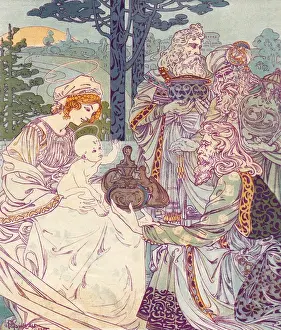 Magi Prints: Three Wise Men visiting Mary and the Christ Child
