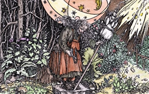 1537 Gallery: Witch uses distaff summon up a storm, 1537