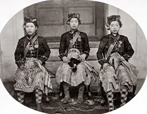 Wives of King Mongkut ? in guards uniforms Siam, Thailand