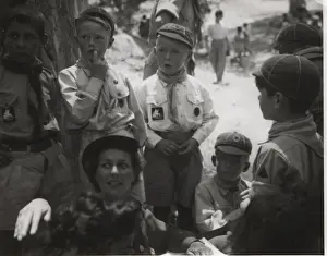 Cypriot Prints: Wolf Cubs playing a game at camp, Cyprus