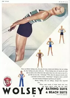 Wolsey Collection: Wolsey bathing suits and beach suits advertisement, 1931