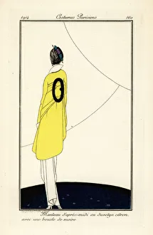 Lemon Collection: Woman in afternoon coat of lemon yellow duvetyn