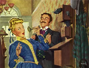 Woman Amazed by Phone Date: 1948