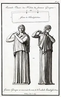 A woman of ancient Greece buttons up her HEMIDIPLOIDION Date: ancient Greece