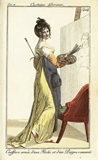 Brushes Prints: Woman artist in front of an oil painting, Paris, 1802