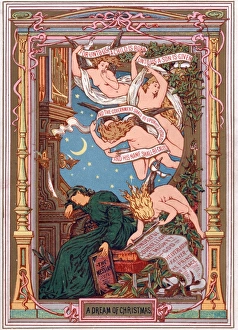 Handel Gallery: Woman asleep and dreaming on a Christmas card
