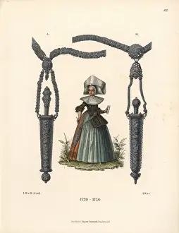 Augsburg Prints: Woman from Augsburg in mid 18th century fashion