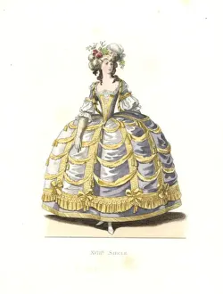 Chevignard Prints: Woman in ball gown, France, 18th century