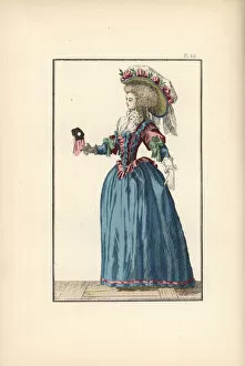 Corset Collection: Woman in a ball gown with mask, 1788