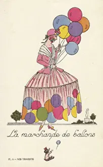 Stencil Prints: Woman in the balloon seller costume