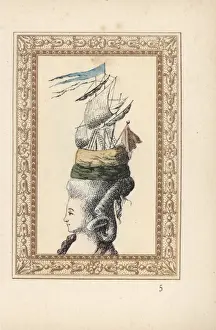Laubadere Prints: Woman in the Belle Poule hairstyle, 1778