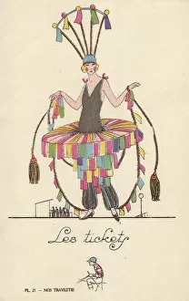 Handcoloring Prints: Woman in betting stub costume
