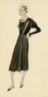 Dryden Prints: Woman in black dress 1930s