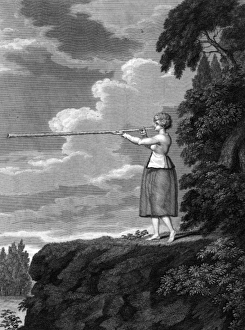 Images Dated 7th January 2016: Woman blowing the Lure, Vasterbotten, Sweden (now Finland)