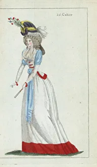 Lebrun Tossa Prints: Woman in bonnet, caraco and petticoat, 1790