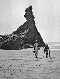 Woman and child at the seaside