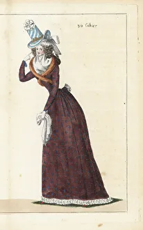 Matching Prints: Woman in brown caraco and petticoat, 1790