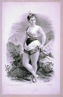 Burlesque Prints: Woman in burlesque costume in front of rocky outcrops