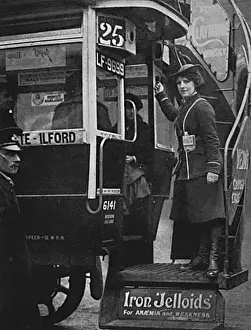 Gaiters Prints: Woman bus conductor, WW1
