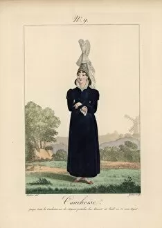 Alsation Gallery: Woman of Caux in tall bonnet with long lace