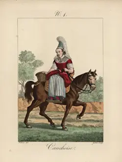 Woman from Caux wearing the traditional costume