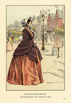 Barthelemy Collection: Woman in front of the Chinese Baths, Paris, 1849