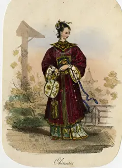 Fans Prints: Woman in Chinese costume