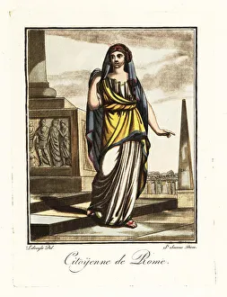 Headband Prints: Woman citizen of Rome in palla and stola, ancient Rome