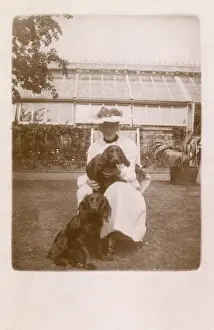 Cocker Prints: Woman with two Cocker Spaniels