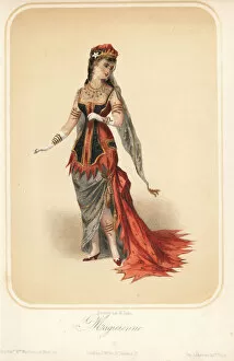 Woman in costume as a magician for a masquerade ball