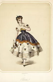 Woman in costume as a pansy for a masquerade ball