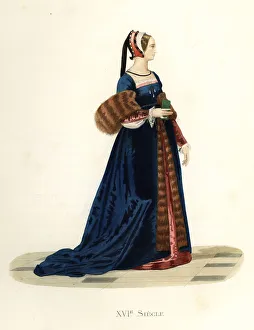 Edmond Lechevallier Chevignard Prints: Woman in the court of King Francis I, 16th century