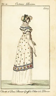 Carle Vernet Prints: Woman in crimped collar and half-bonnet, Paris, 1804