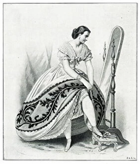 Crinoline Collection: Woman in crinoline dress, getting ready to go out