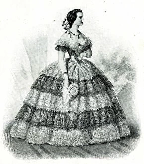 Crinoline Collection: Woman in a crinoline evening dress