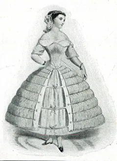 Woman in a crinoline underskirt