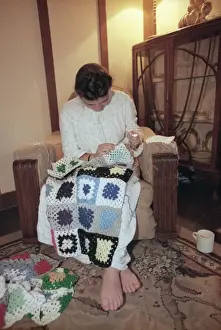 Arm Chair Prints: Woman Crocheting 1940S